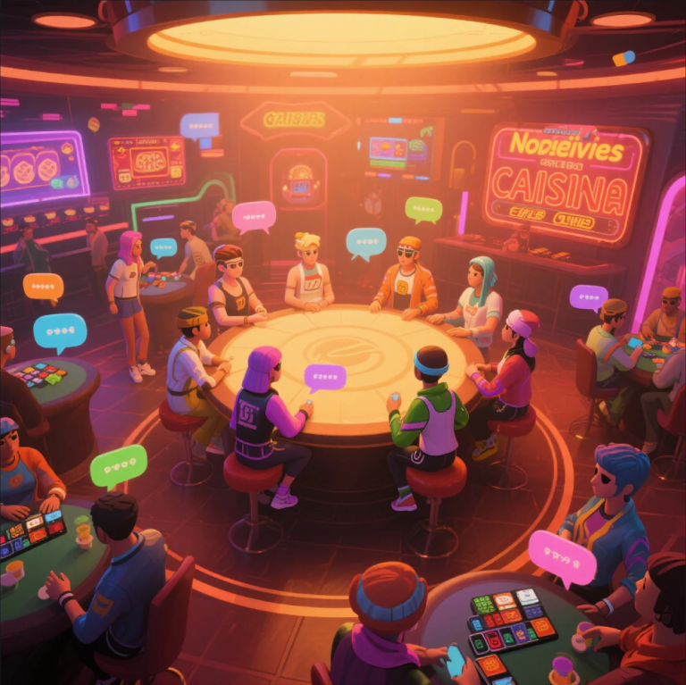Online casino players chatting and engaging in a virtual community