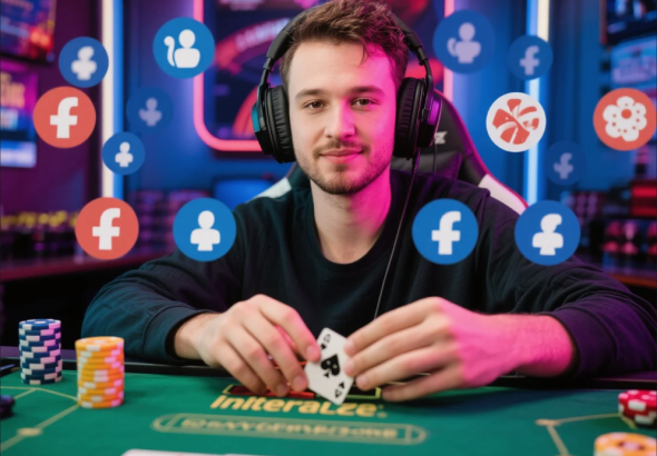 Influencer live streaming casino gameplay to engaged audience