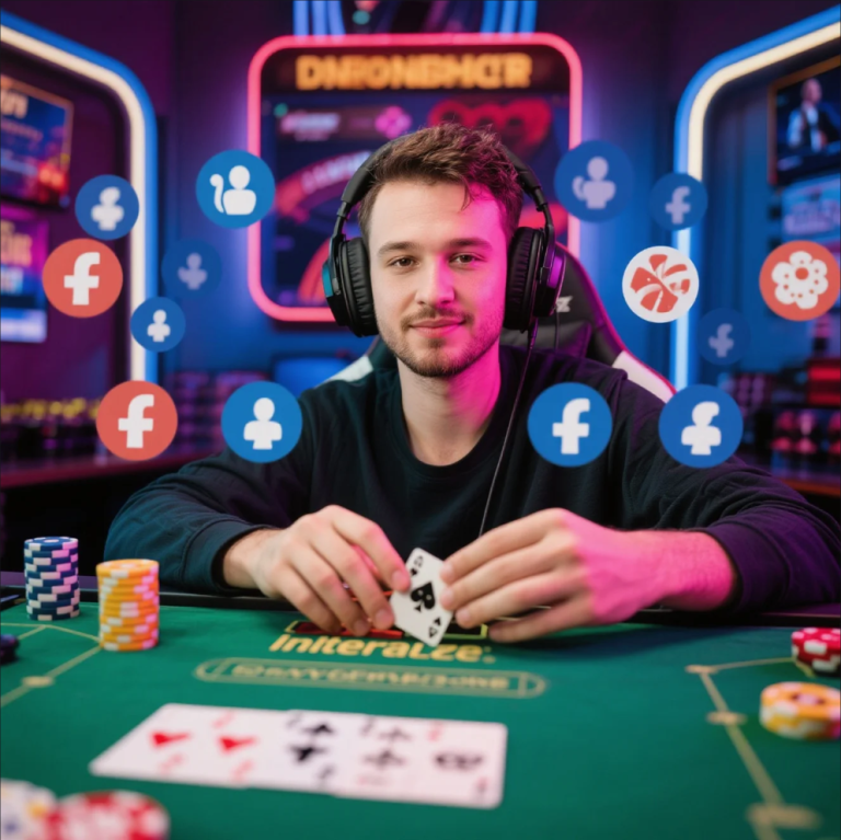 Influencer live streaming casino gameplay to engaged audience