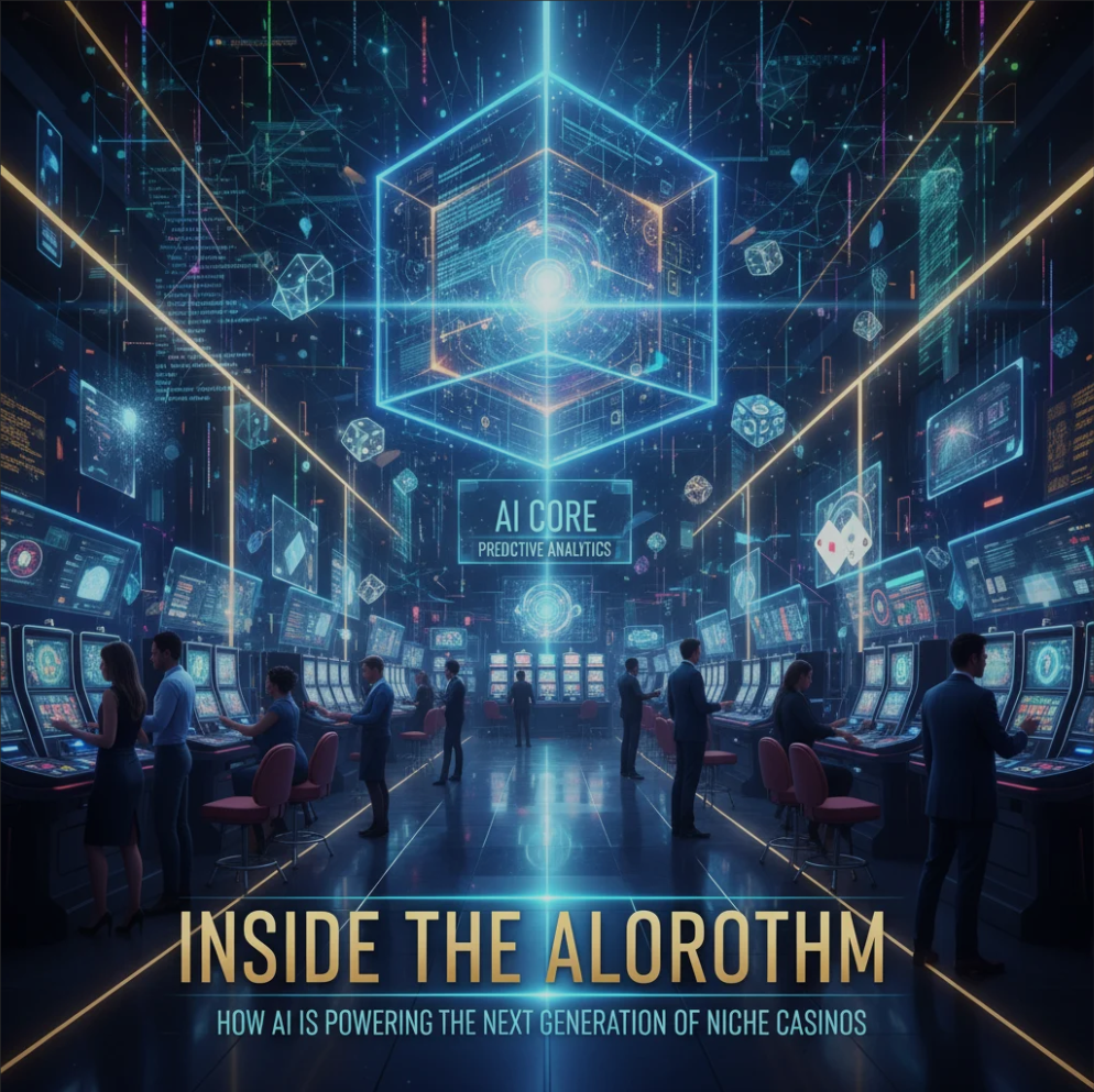 Abstract illustration showing artificial intelligence algorithms driving innovation in niche casino platforms