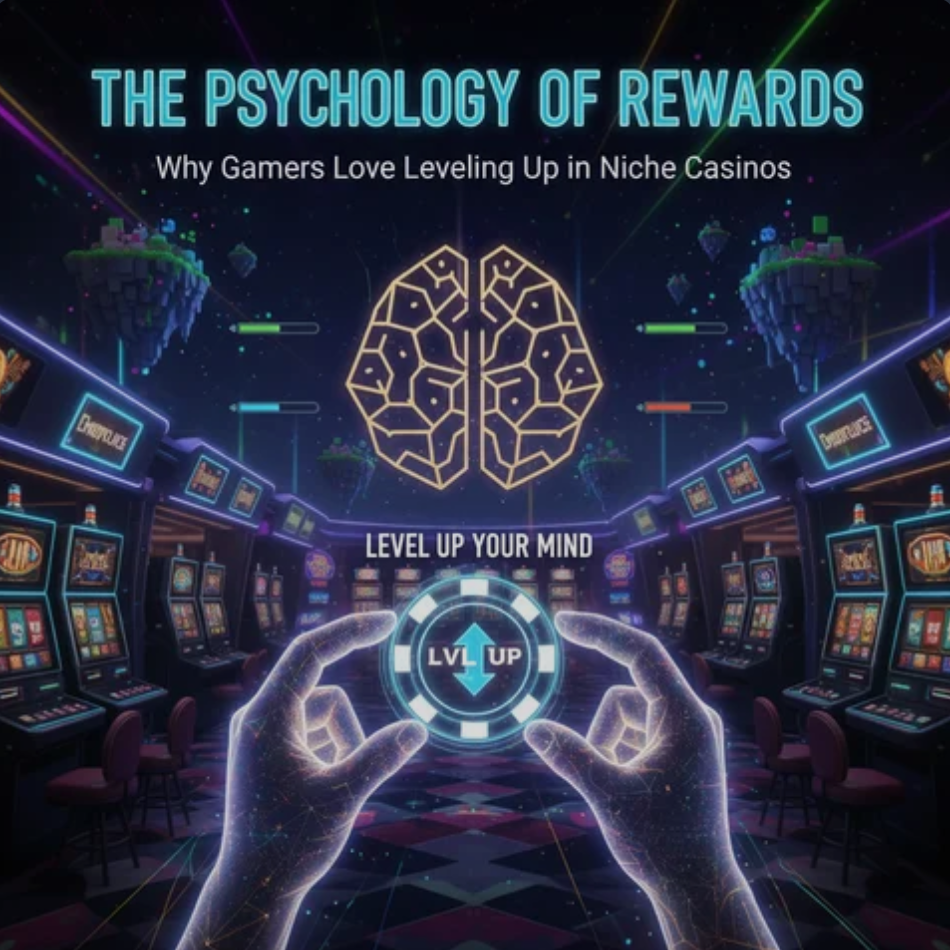 Excited gamer celebrating level-up rewards in a colorful online casino interface