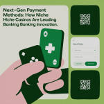 Digital interface showing modern casino payment methods including crypto, e-wallets, and biometric verification