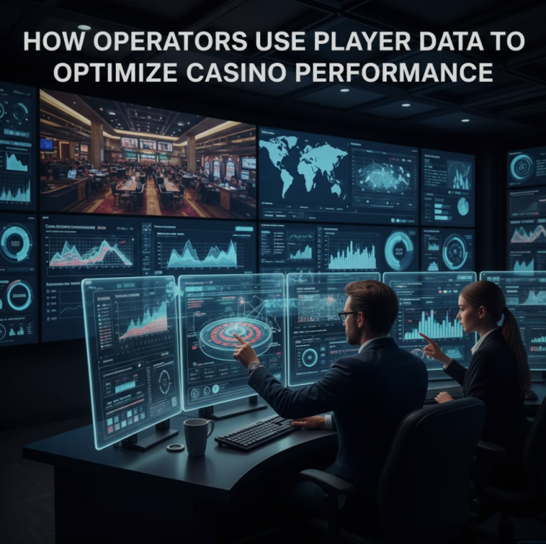 Dashboard analitik kasino dengan grafik player behavior dan performance metrics