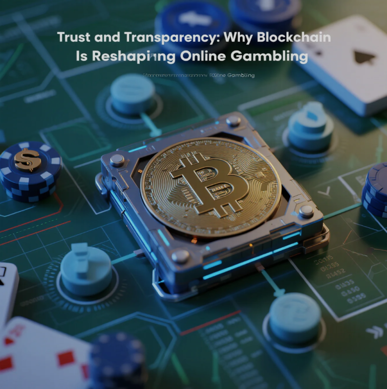 Digital representation of blockchain technology enhancing transparency in online gambling platforms