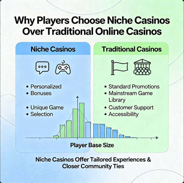 Stylized comparison of niche online casino themes versus traditional casino interfaces